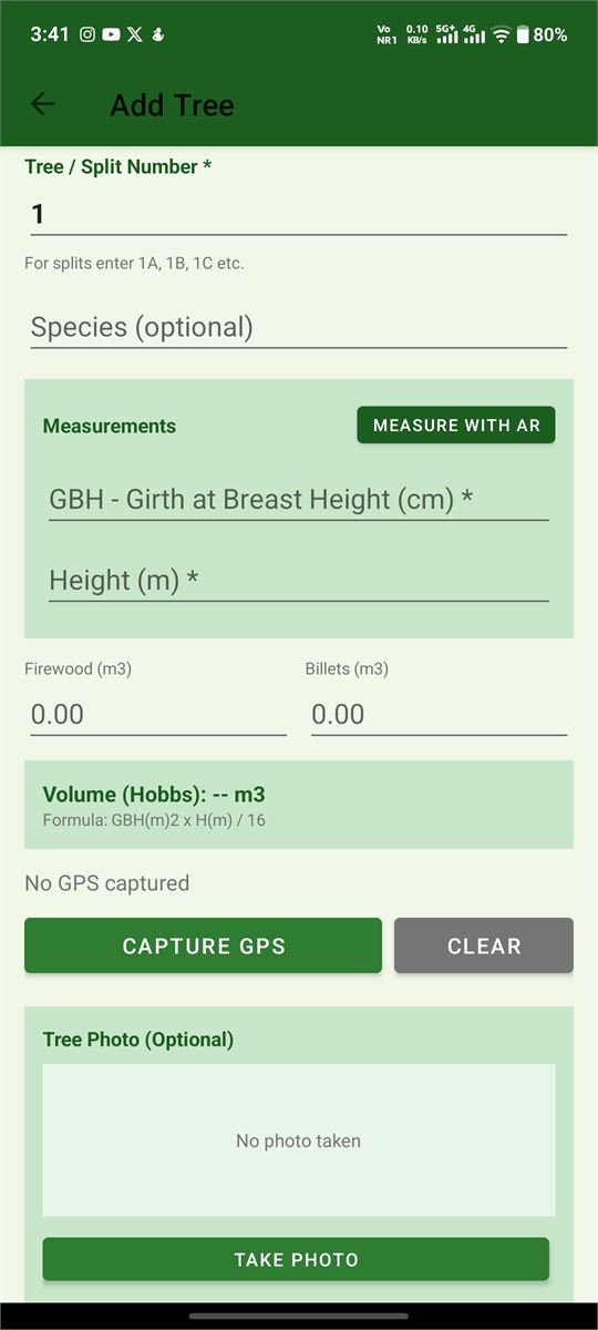 AR-TreeMeasure screen 2