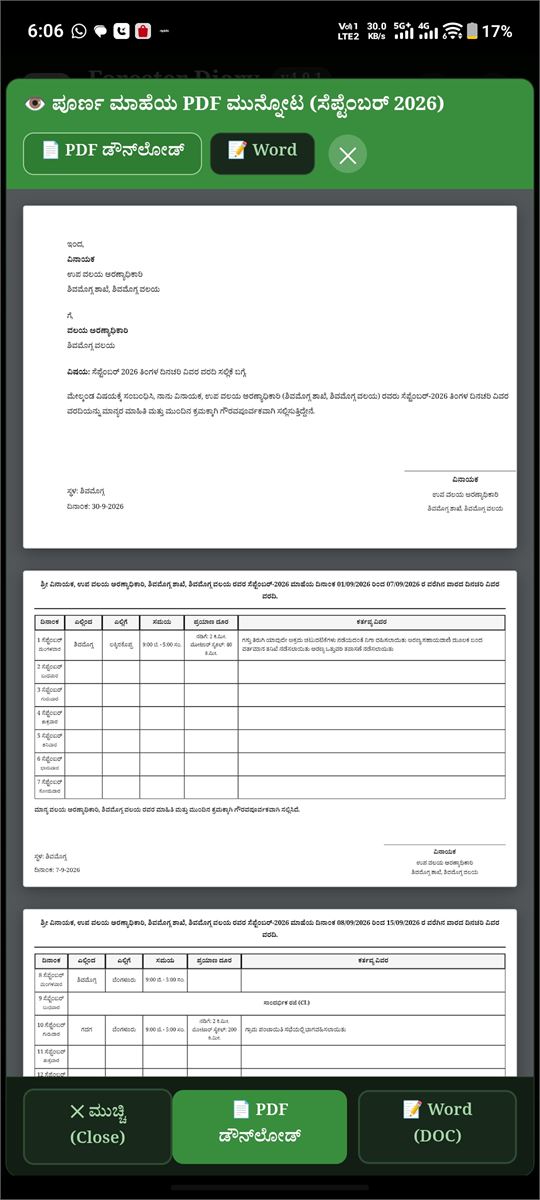 Forester Diary screen 5